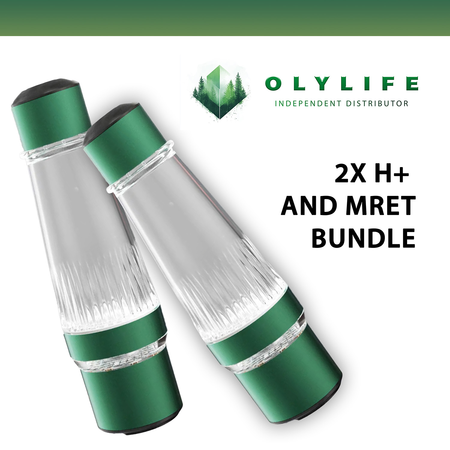 2x H+ Molecular Hydrogen Infusing Water Bottle with MRET Technology Bundle